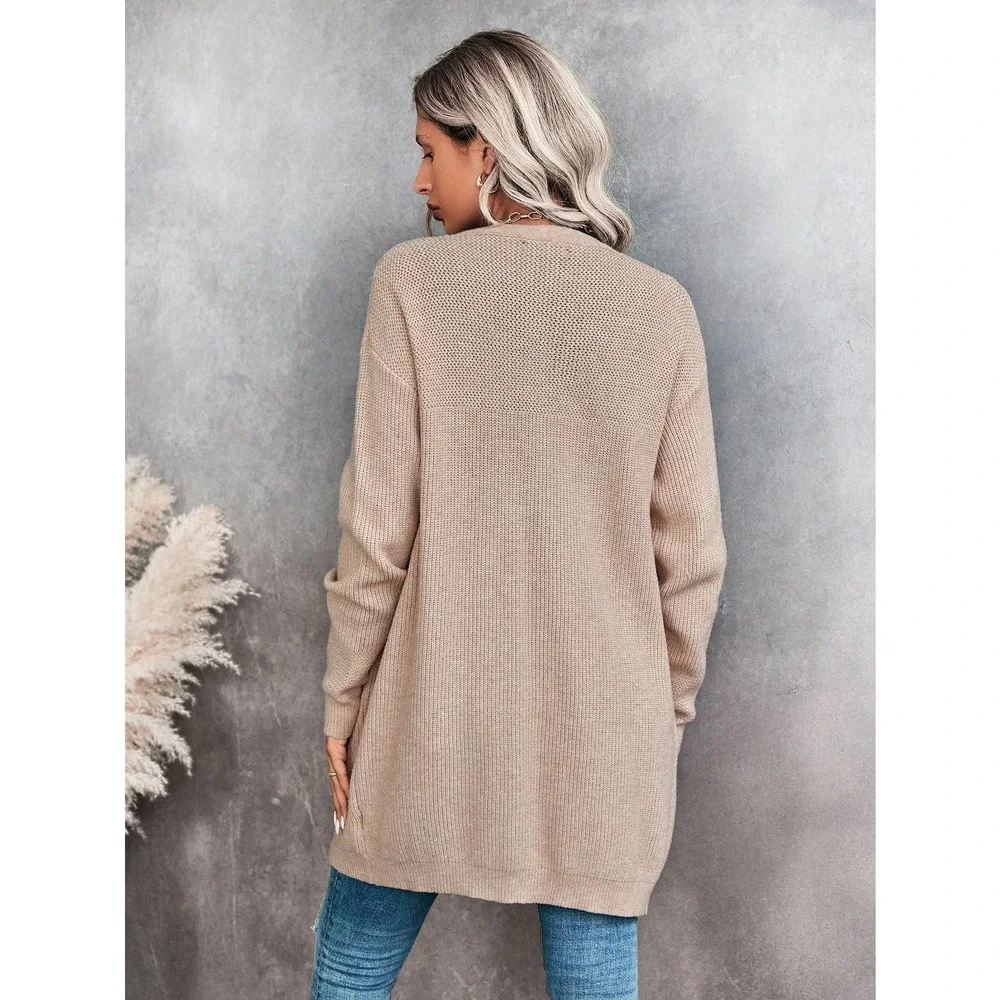Drop Shoulder Duster Cardigan sweater tan - Picture 2 of 6